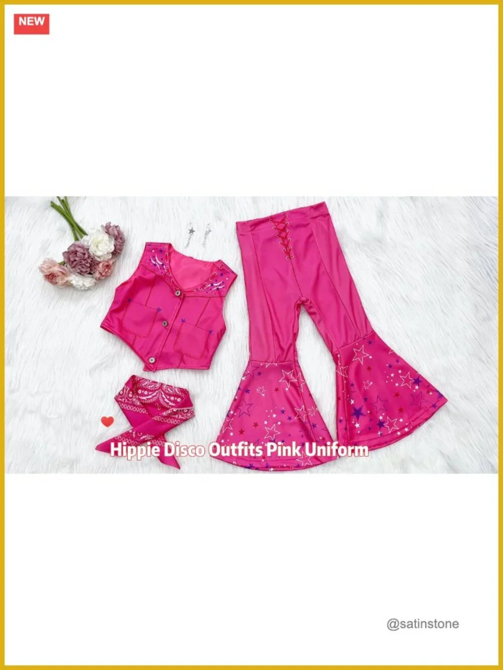 Girls Cowgirl Costume Disco Outfit 70s 80s Dress Up Pretend Play Set